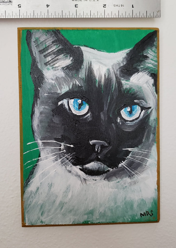 cat with blue eyes colorful painting