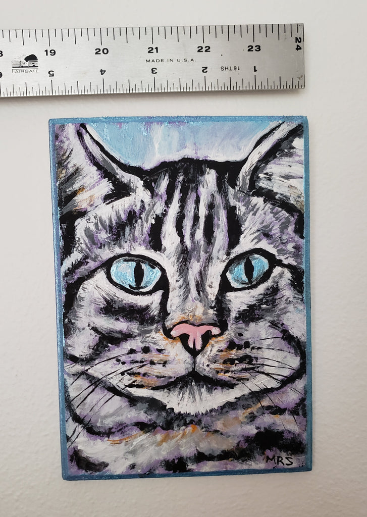colorful cat painting 5x7"