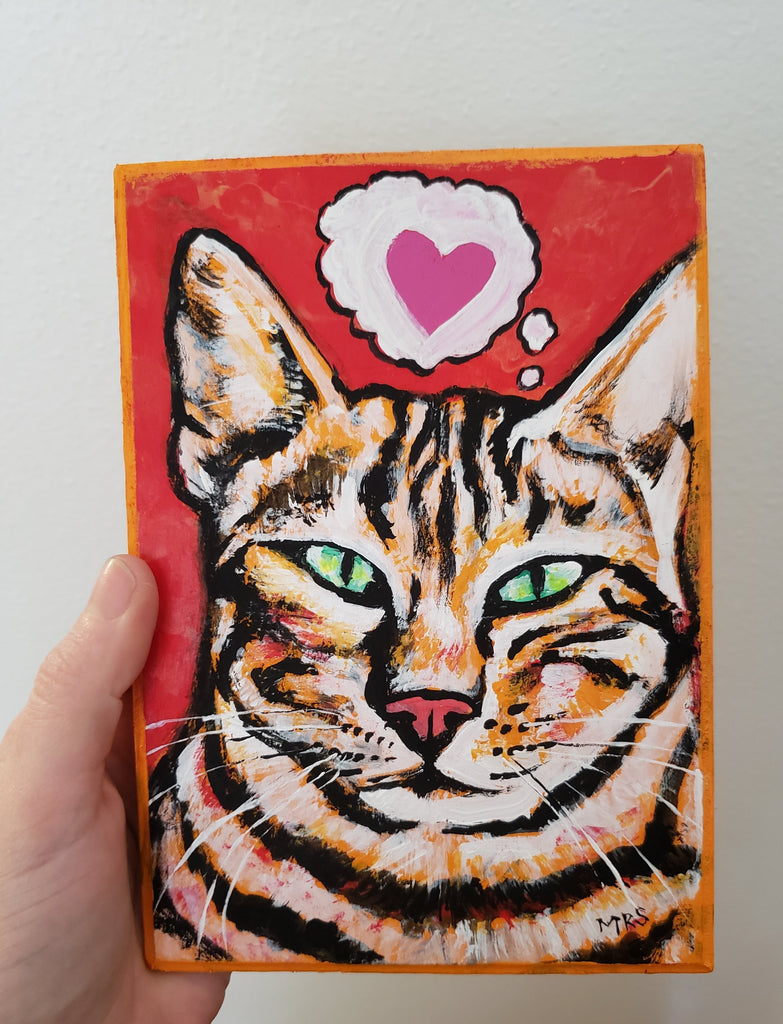 sweet cat painting, gift for a friend