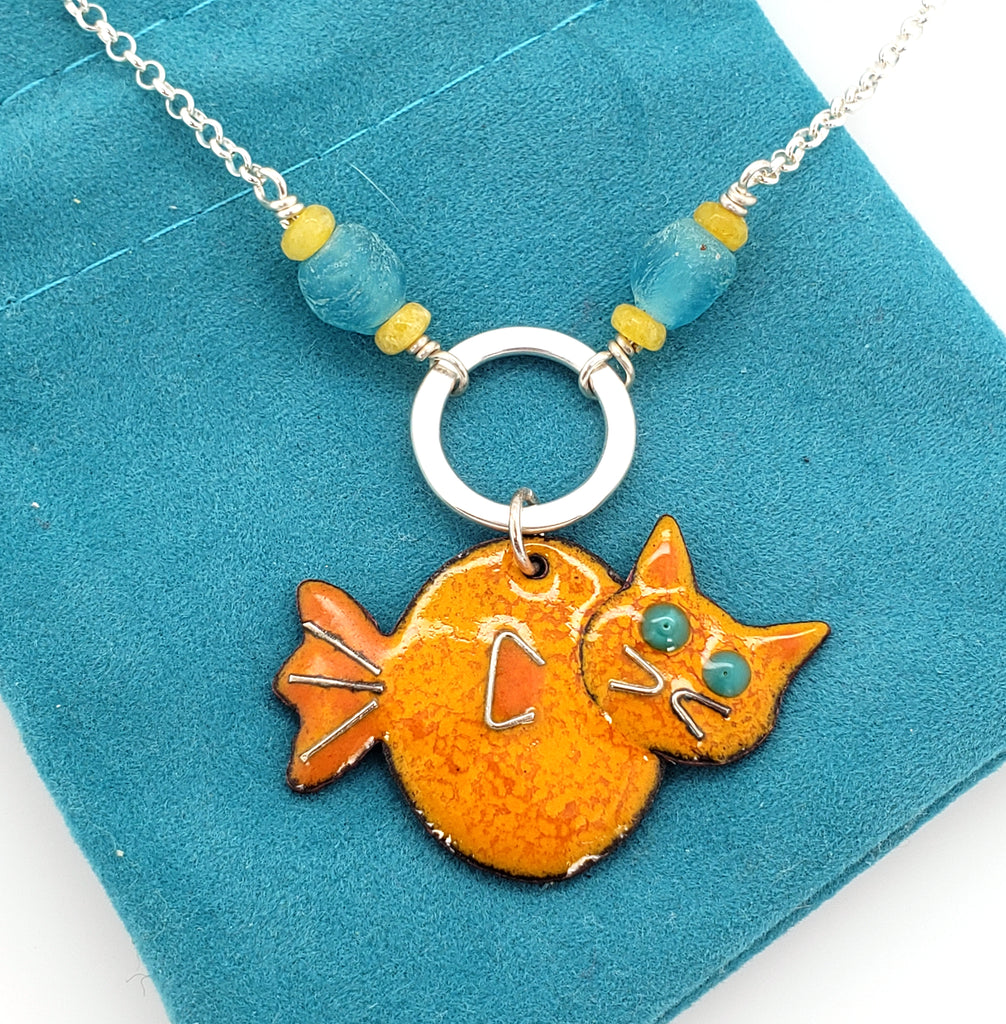 orange cat necklace