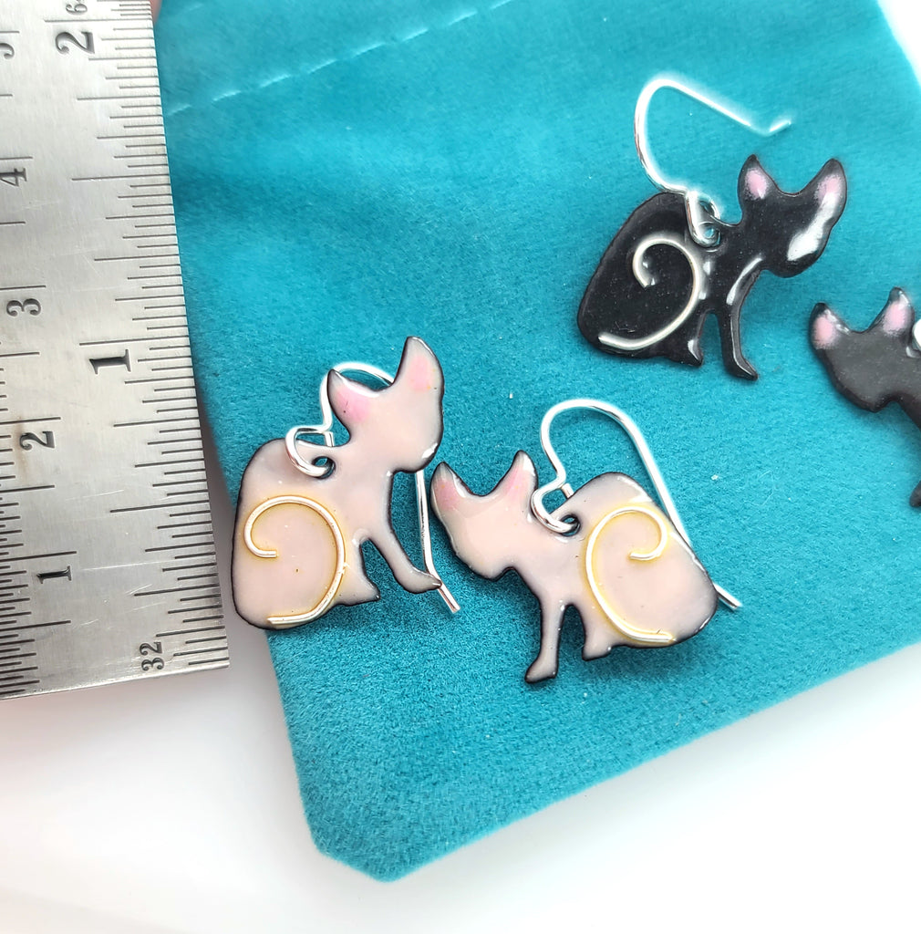 pink sphynx cat earrings