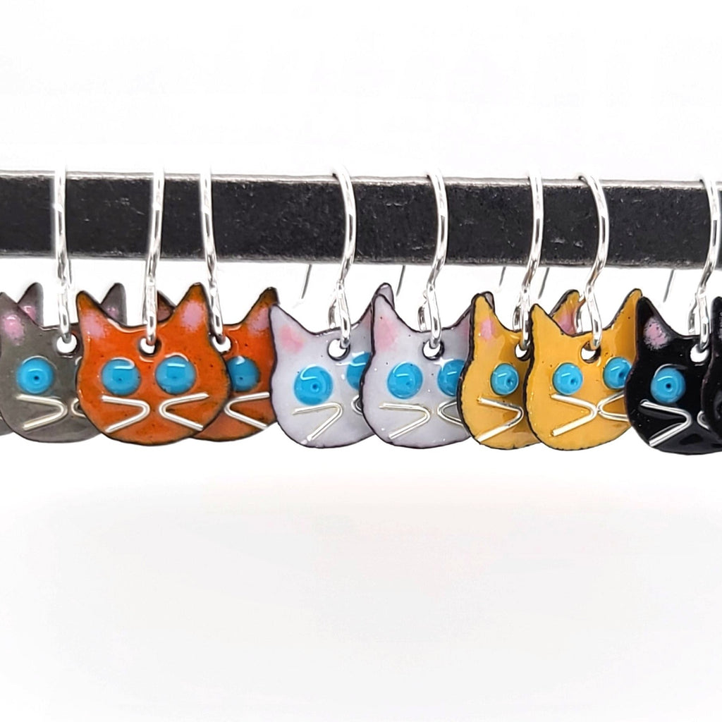 glass enamel cat earrings in different colors