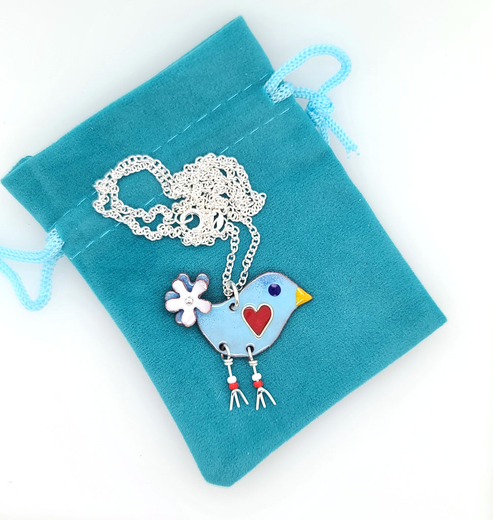 bird necklace on a sterling silver chain