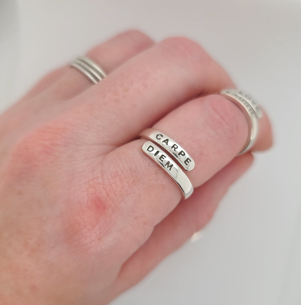 personalized adjustable silver ring