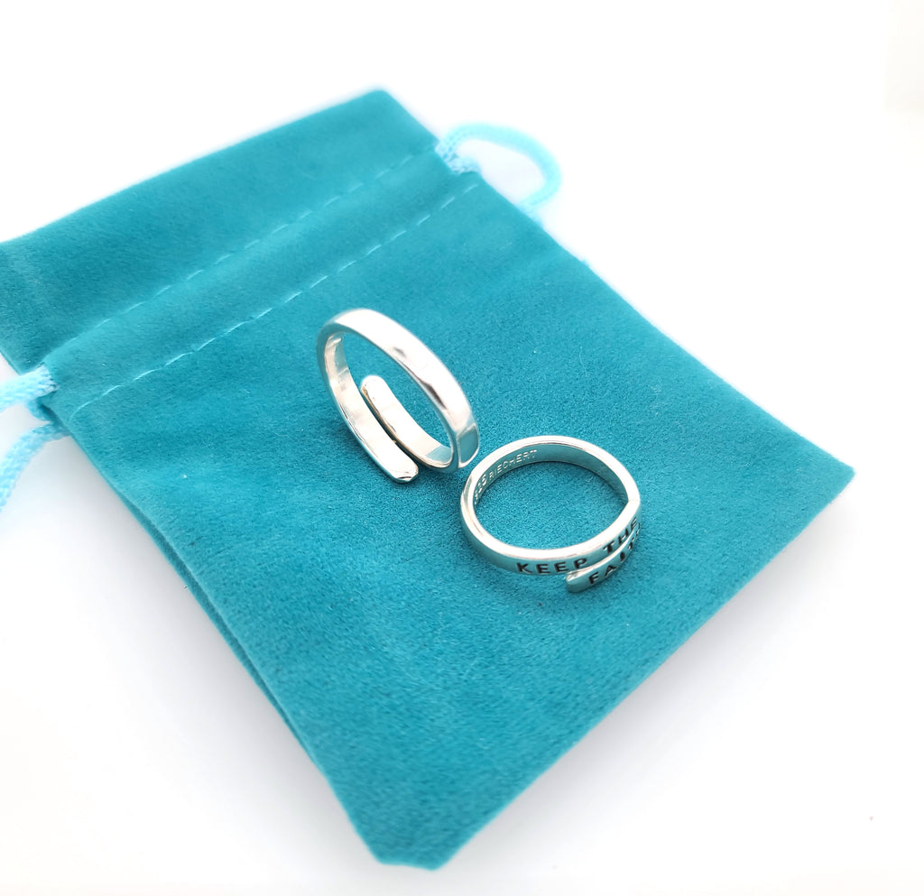 handstamped adjustable silver rings