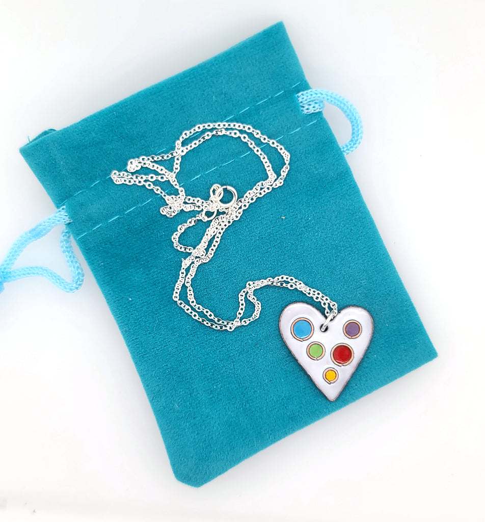 enameled heart necklace by Kathryn Riechert
