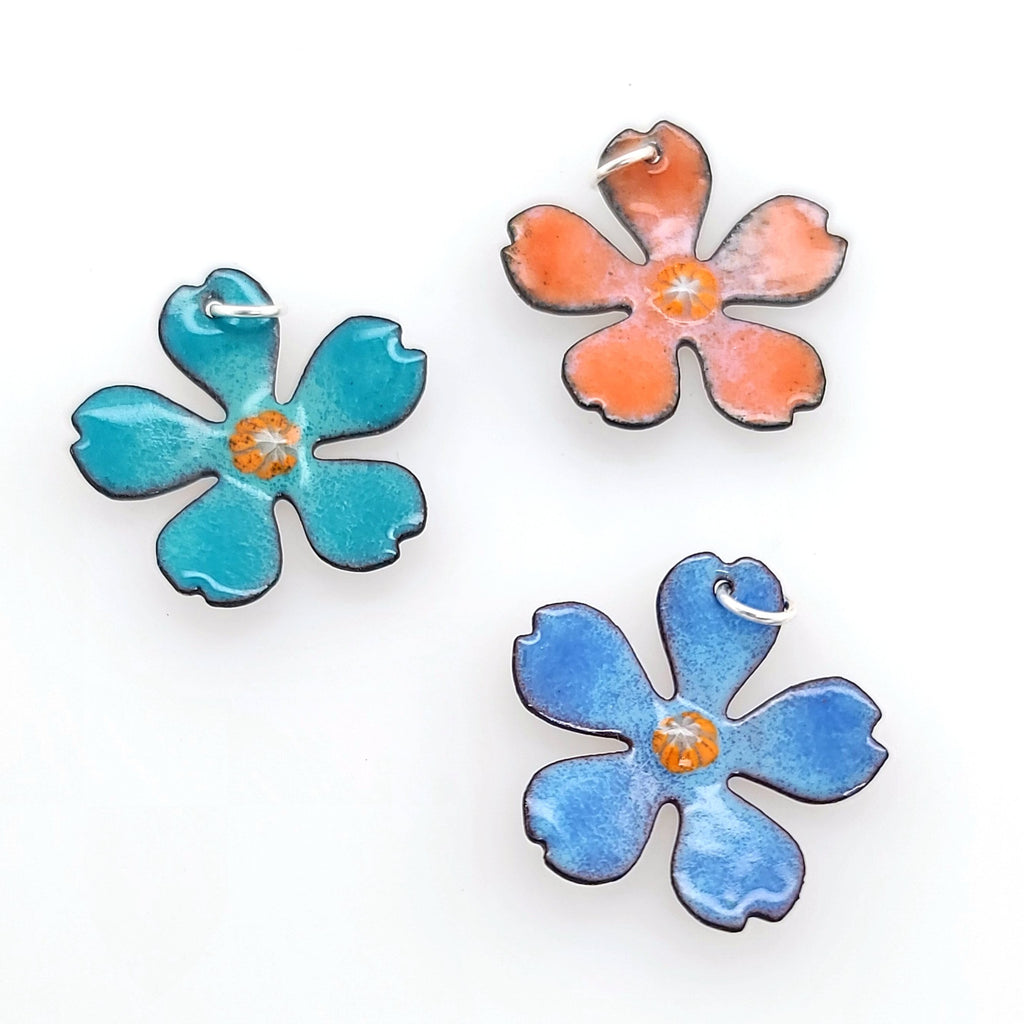 glass enamel flower pendants