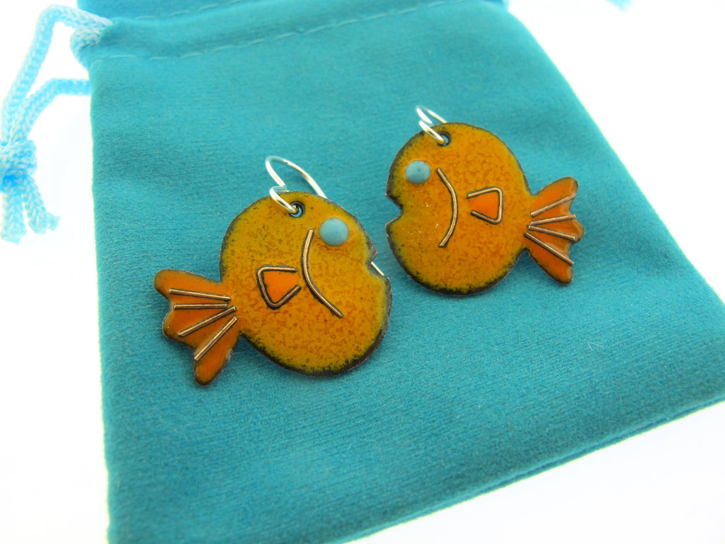 orange fish earrings