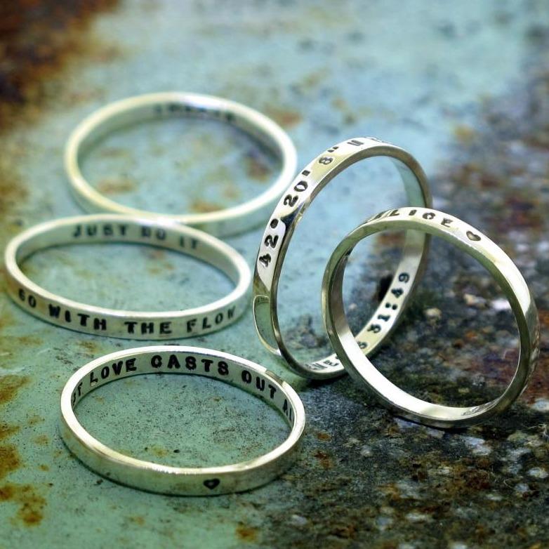 hand stamped silver rings