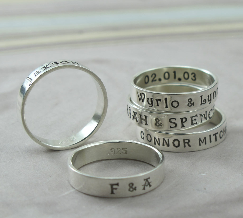 stamped rings with your message