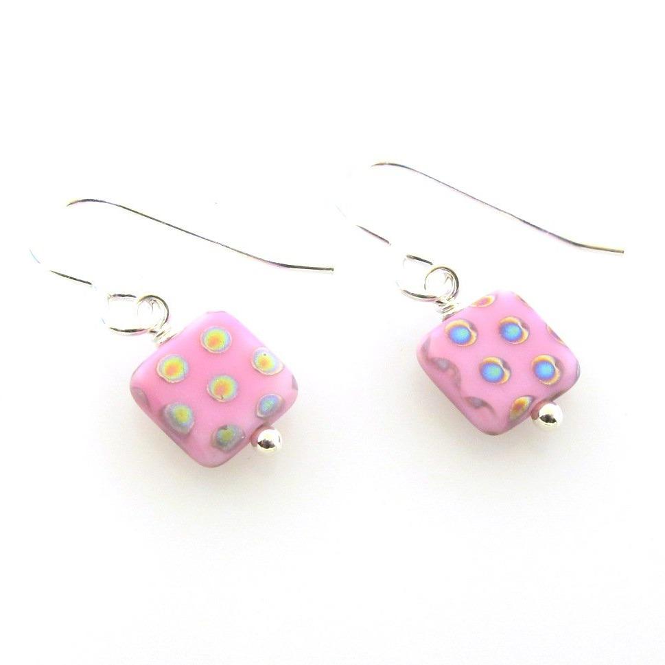 pink polka dot earrings