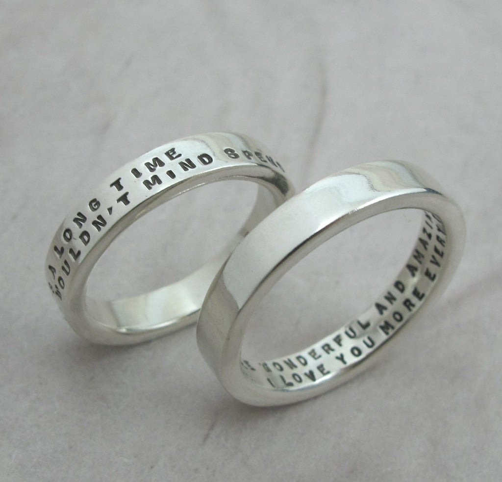 silver ring with custom message