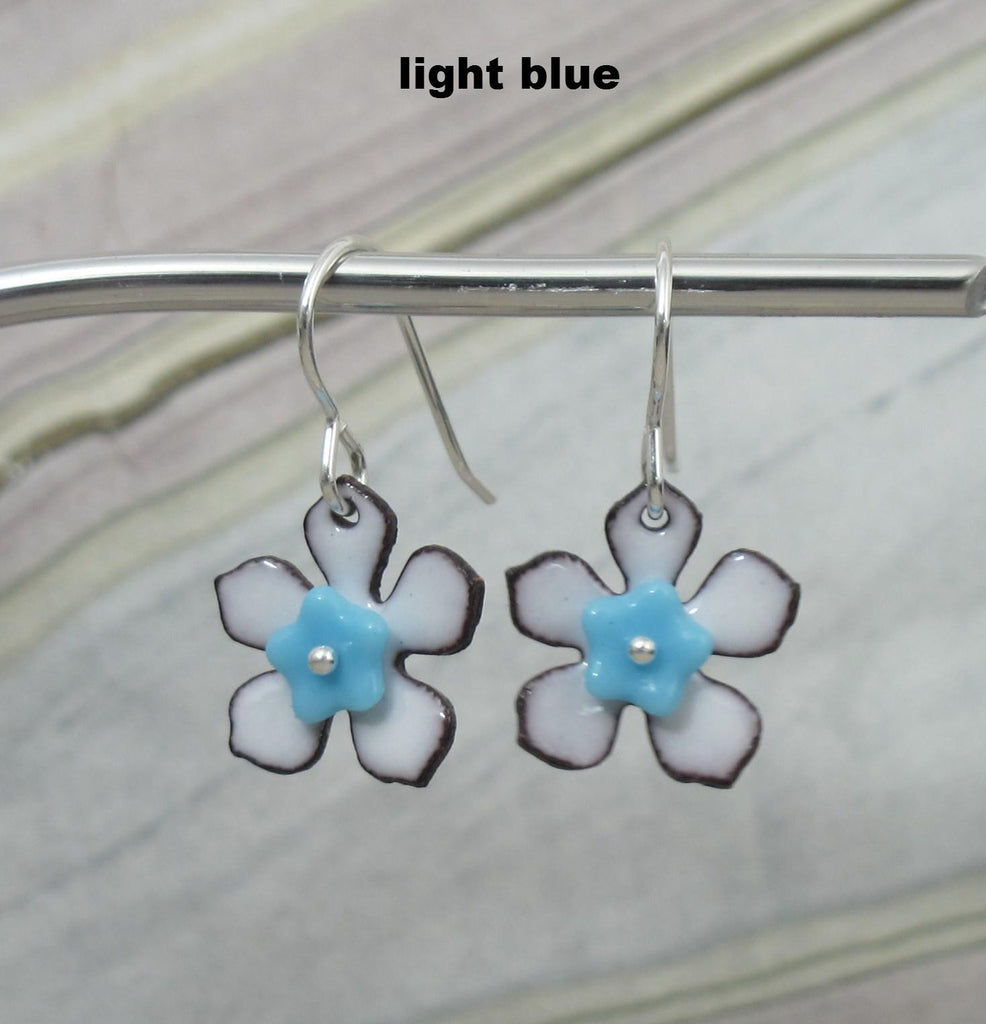 enameled flower earrings