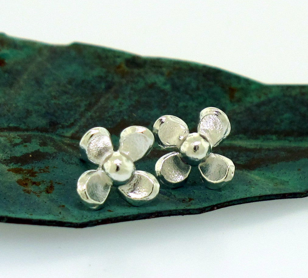 silver flower earrings