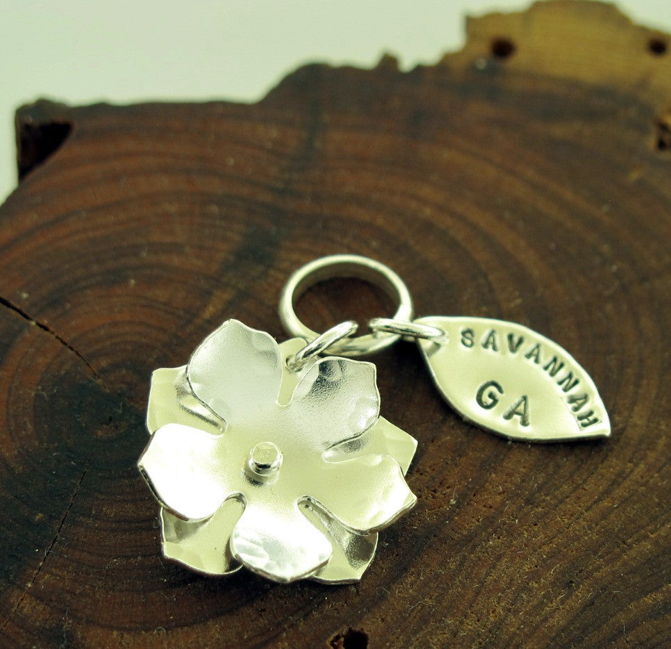 Magnolia Flower Charm Sterling Silver, Esquivel and Fees