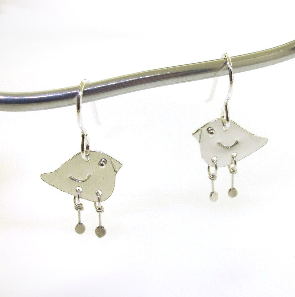 silver bird dangle earrings