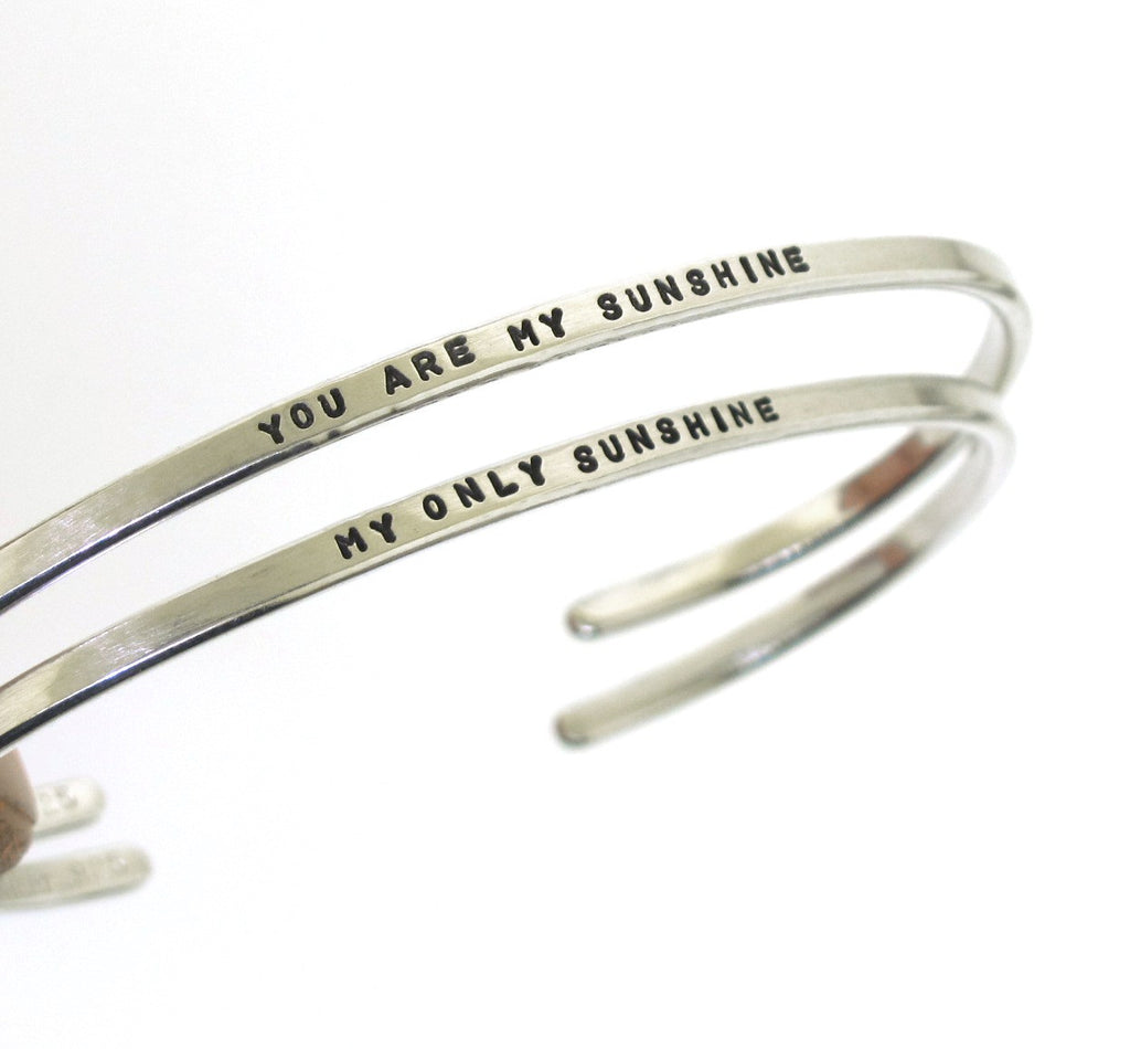 hand stamped bracelets, mother daughter jewelry