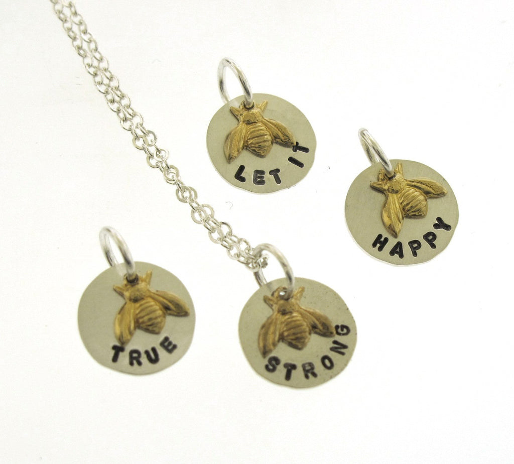 bee pun charm necklace
