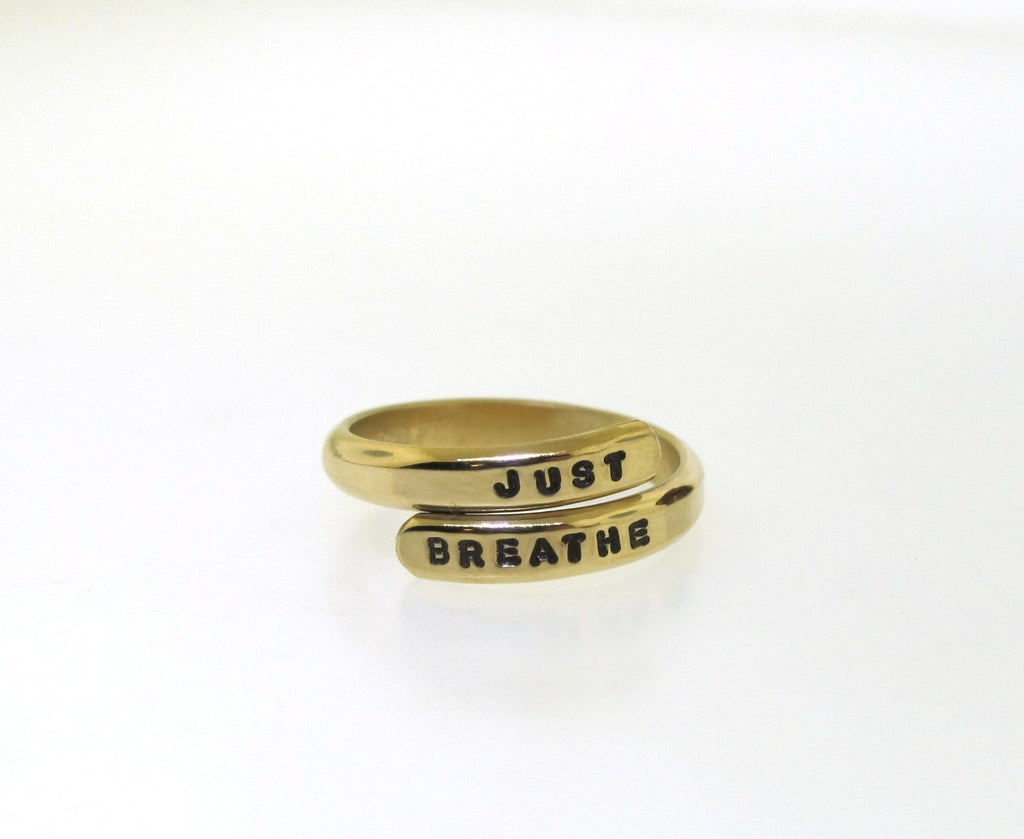 just breathe ring, yellow gold