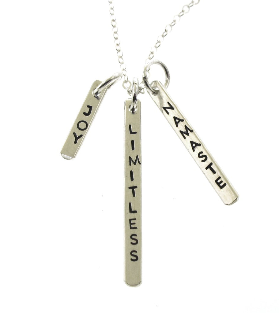 sterling silver word charm necklace
