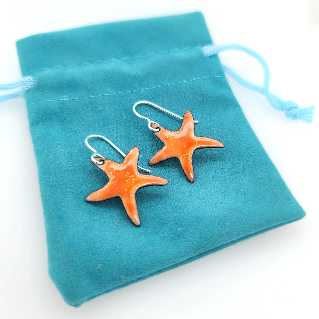 orange starfish earrings