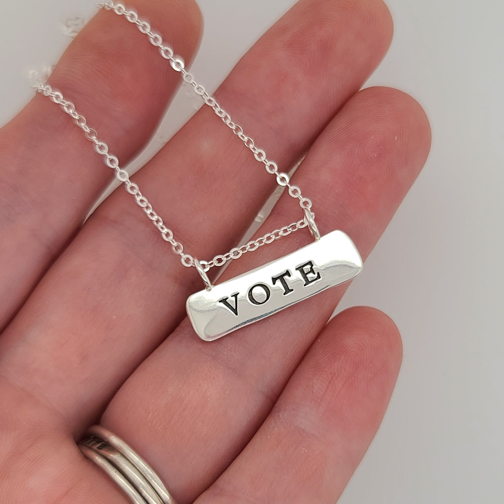 vote necklace sterling silver