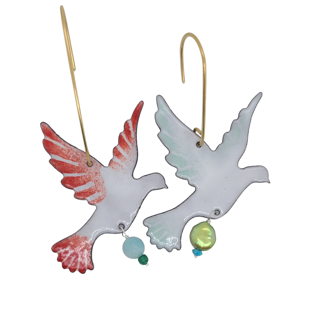 glass enamel dove ornaments