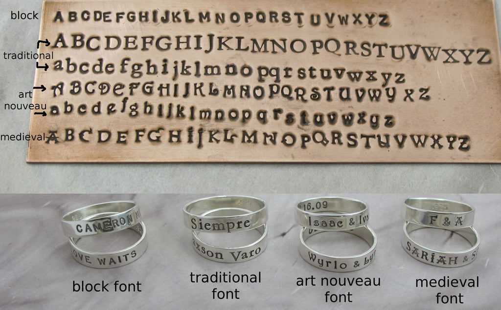personalized lettering for silver rings