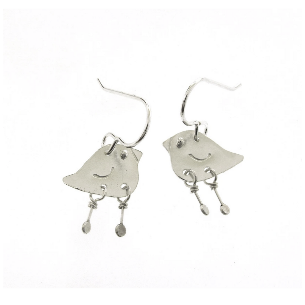 small silver bird earrings